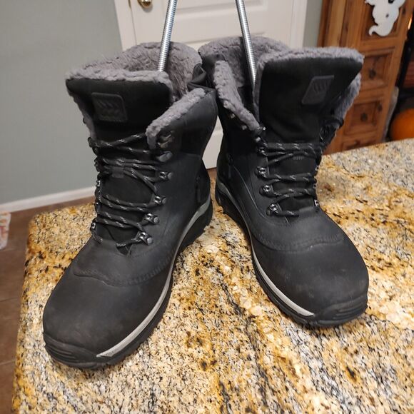 All in Motion Men's Jordan Waterproof Winter Boots Black Sz 11 Leather Faux Fur - Picture 3 of 12